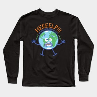 Planet Earth suffers a panic attack upon learning that it is home to 8 billion humans Long Sleeve T-Shirt